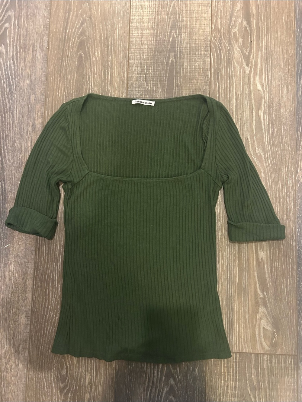 Reformation Olive Green Ribbed Top